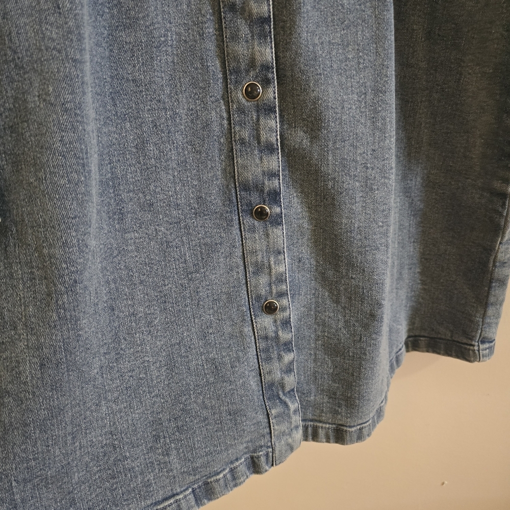 Ichi Long Sleeve Shirt Dress in Denim Blue - Picture 7 of 14